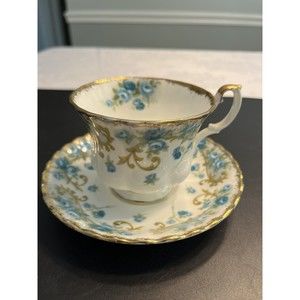 Royal Albert Blue Rose Tea Cup Saucer Set Bone China Sheraton Series Veronica